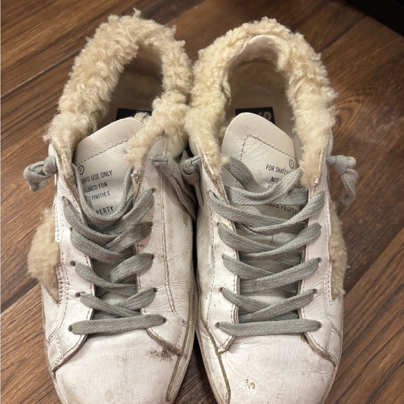 Golden Goose Shoes - Golden Goose White and Cream Sherpa Lined Sneakers